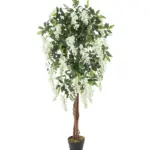 Kunst Wisteria Bloemboom Kiruna Wit 150cm – elegante decoratieve kunst Wisteriaboom.