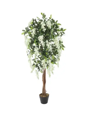 Kunst Wisteria Bloemboom Kiruna Wit 150cm – elegante decoratieve kunst Wisteriaboom.