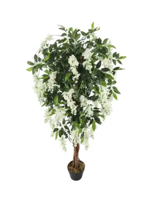 Kunstbloesemboom Kiruna Wit 150cm – realistische Wisteria kunstplant voor binnen.