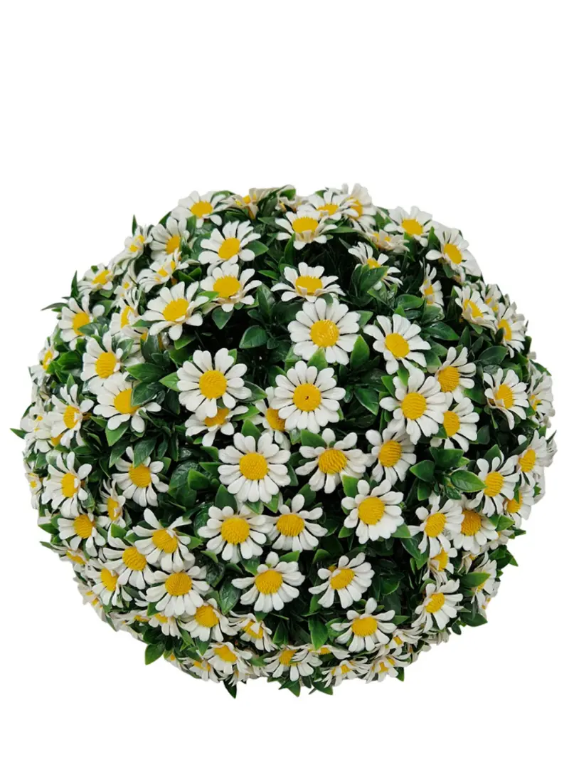 Kunst Buxus Bol Met Witte Bloemen 32cm