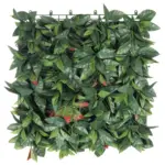 Photinia Kunsthaag Rood – 50x50cm – Levendige rode en groene kunstplantwand voor binnen en buiten.