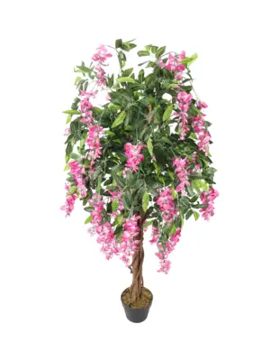 Zijdebloem kunstboom Kiruna Rose 150cm – onderhoudsvrije decoratieve kunstplant.