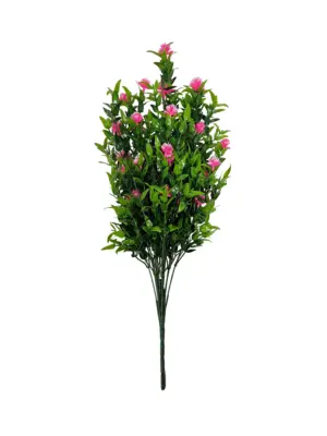 Kunst Buxusplant Steker met Roze Bloemen 55cm