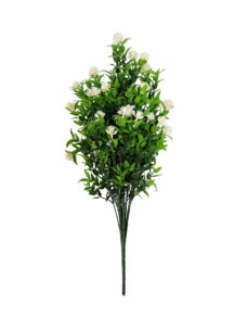 Kunst Buxusplant Steker met Witte Bloemen 55cm