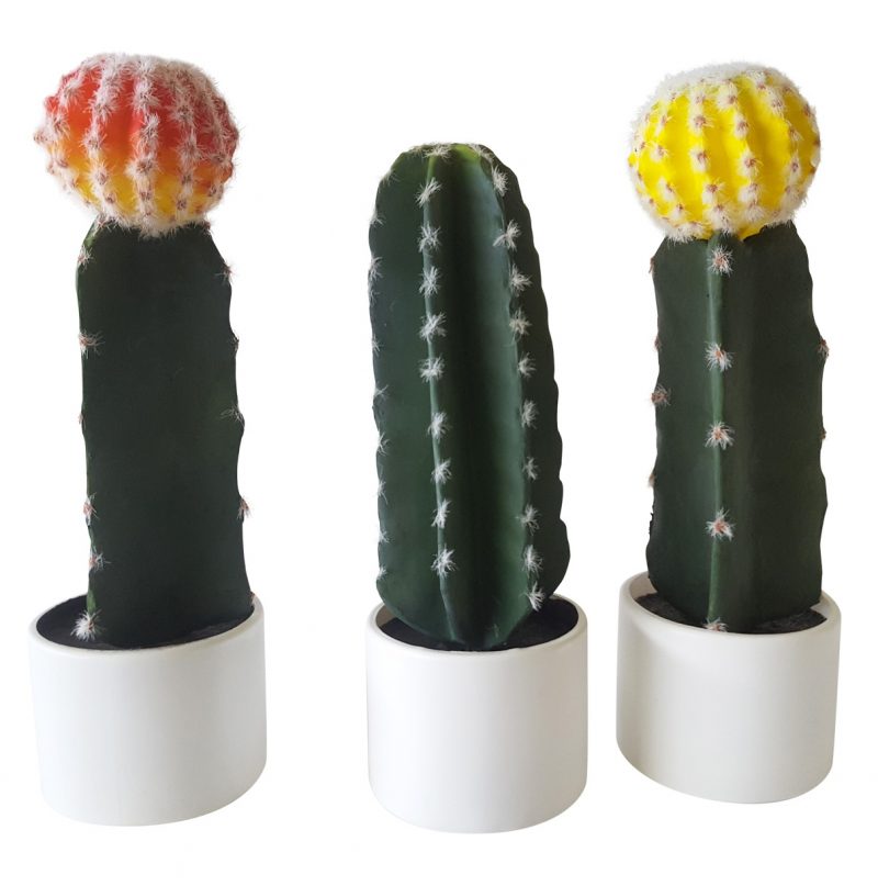 Nep Cactus met Oranje Bol 38cm