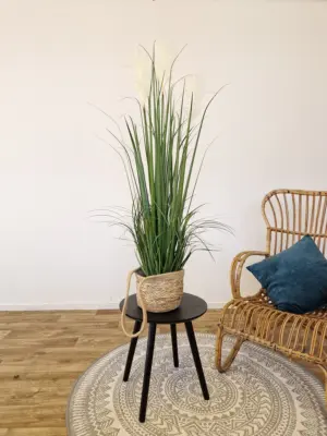 Kunst Siergras met Witte Pluimen 120cm