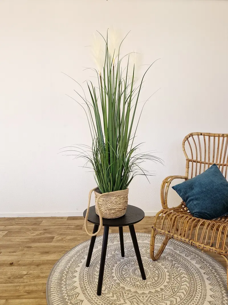 Kunst Siergras met Witte Pluimen 120cm