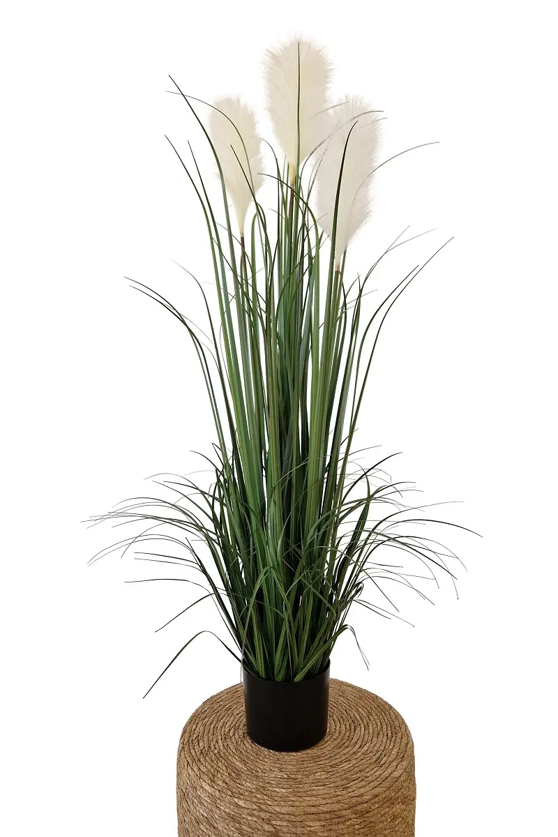 Kunst Siergras met Witte Pluimen 120cm