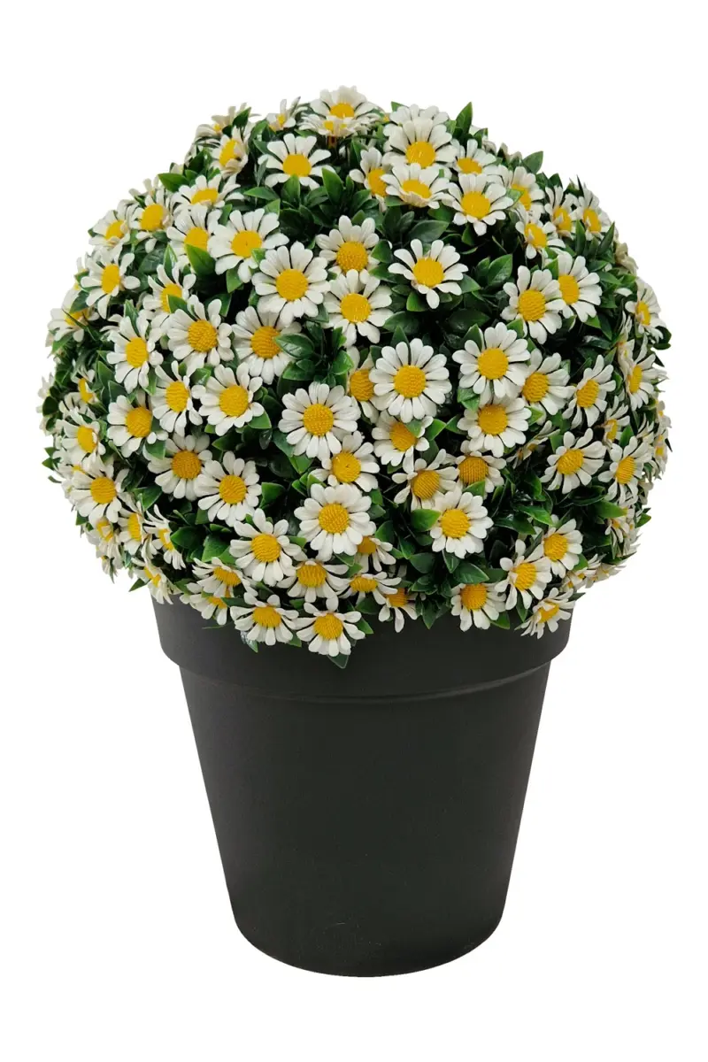 Kunst Buxus Bol Met Witte Bloemen 32cm