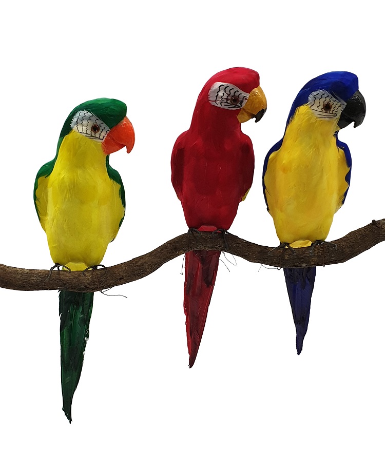 Grote Decoratieve Papagaai Geel Blauw 60cm