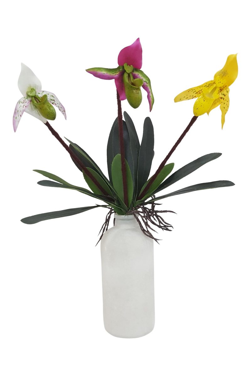 Kelk Kunst Orchidee Geel 40cm