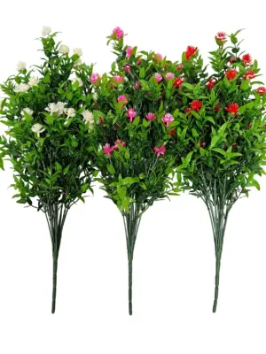 Kunst Buxusplant Steker met Witte Bloemen 55cm