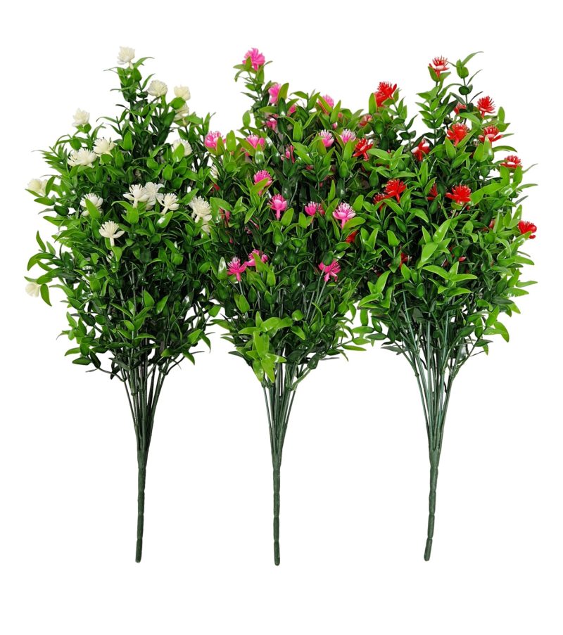 Kunst Buxusplant Steker met Witte Bloemen 55cm