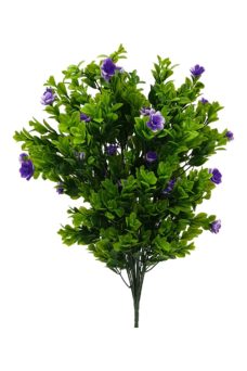 Kunst Buxusplant Steker met Paarse Bloemen 50cm