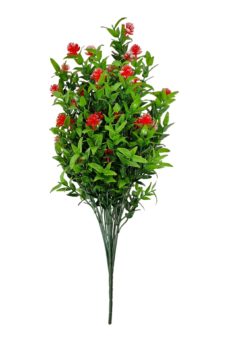 Kunst Buxusplant Steker met Rode Bloemen 55cm