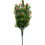 Kunst Buxusplant Steker met Roze Bloemen 55cm