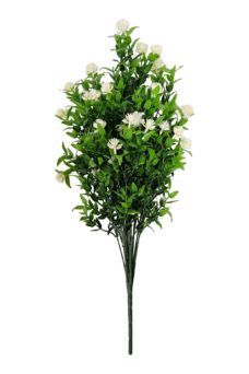Kunst Buxusplant Steker met Witte Bloemen 55cm