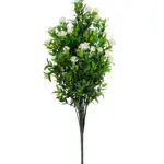 Kunst Buxusplant Steker met Witte Bloemen 55cm