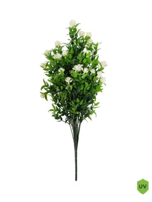 Kunst Buxusplant Steker met Witte Bloemen 55cm