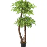 Kunst esdoorn dubbele kruin lichtgroen 170 cm, volle levensechte kunstboom met realistische esdoornbladeren en gedraaide liaanstammen.