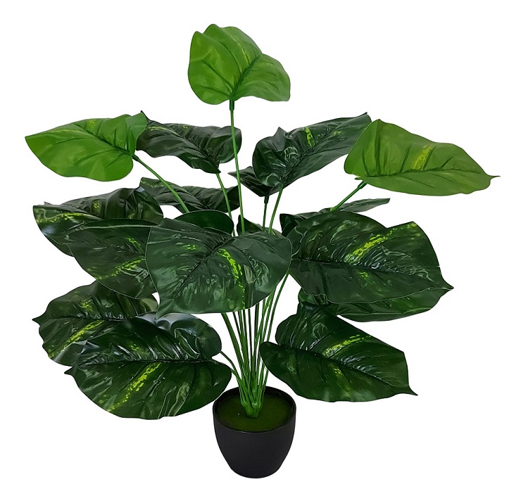 Kunst Alocasia Plant Met Zwarte Pot 50cm