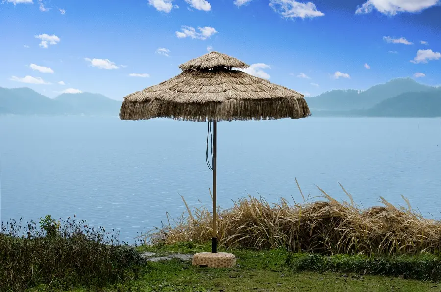 Kunst Rieten Parasol D180