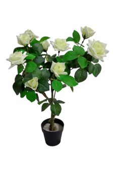 Kunst Rozenplant Met Witte Bloemen 75cm