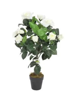 Kunst Rozenplant Met Witte Bloemen 75cm