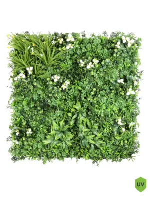 Kunstplantenwand Klaver Mix - 100x100cm de levensechte haagmat voor showroom en kantoor