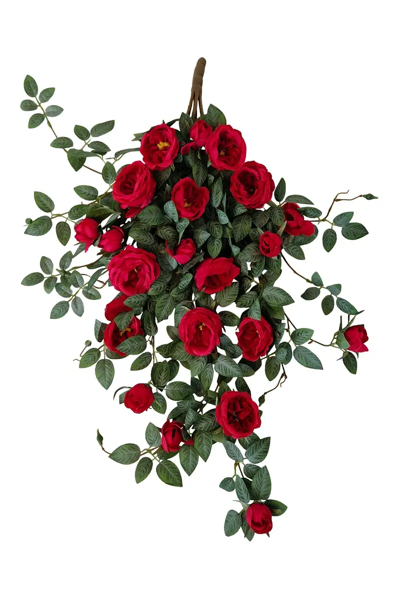 Kunst Hangplant Rode Rozen 80cm