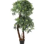 Kunst esdoorn dubbelkruin groen 165cm met twee volle kruinen en gedraaide liaanstammen.