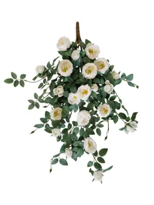 Kunst Hangplant Witte Rozen 80cm