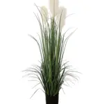 Kunst Siergras met Witte Pluimen 120cm