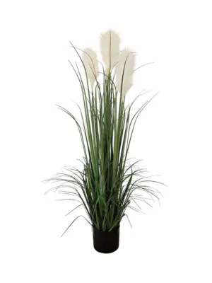 Kunst Siergras met Witte Pluimen 120cm