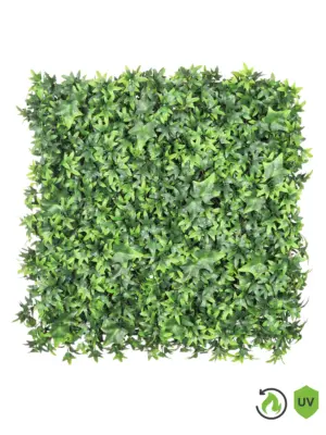 Brandvertragende gemengde klimop kunsthaag 50x50 cm – veilige en realistische groene wanddecoratie.