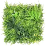 Wilde vegetatie mix kunsthaag 50x50 cm – realistische groene wanddecoratie met diverse plantensoorten