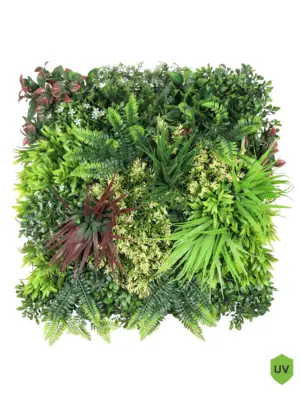 Babylon kunstplantenwand 50x50 cm – luxe groene wanddecoratie met diverse bladeren en texturen