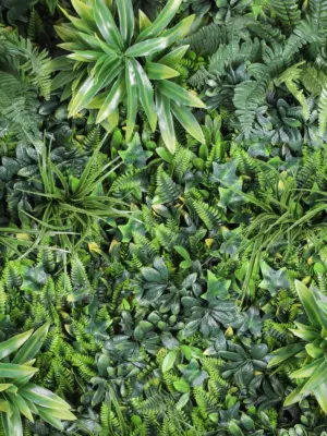 Groene Mix Kunstplantenwand -Brandvertraagd - 100x100cm - Detail