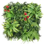 Tropische kunstwand 50x50 cm – realistische oerwoud plantenmix voor een luxe interieurdecoratie.