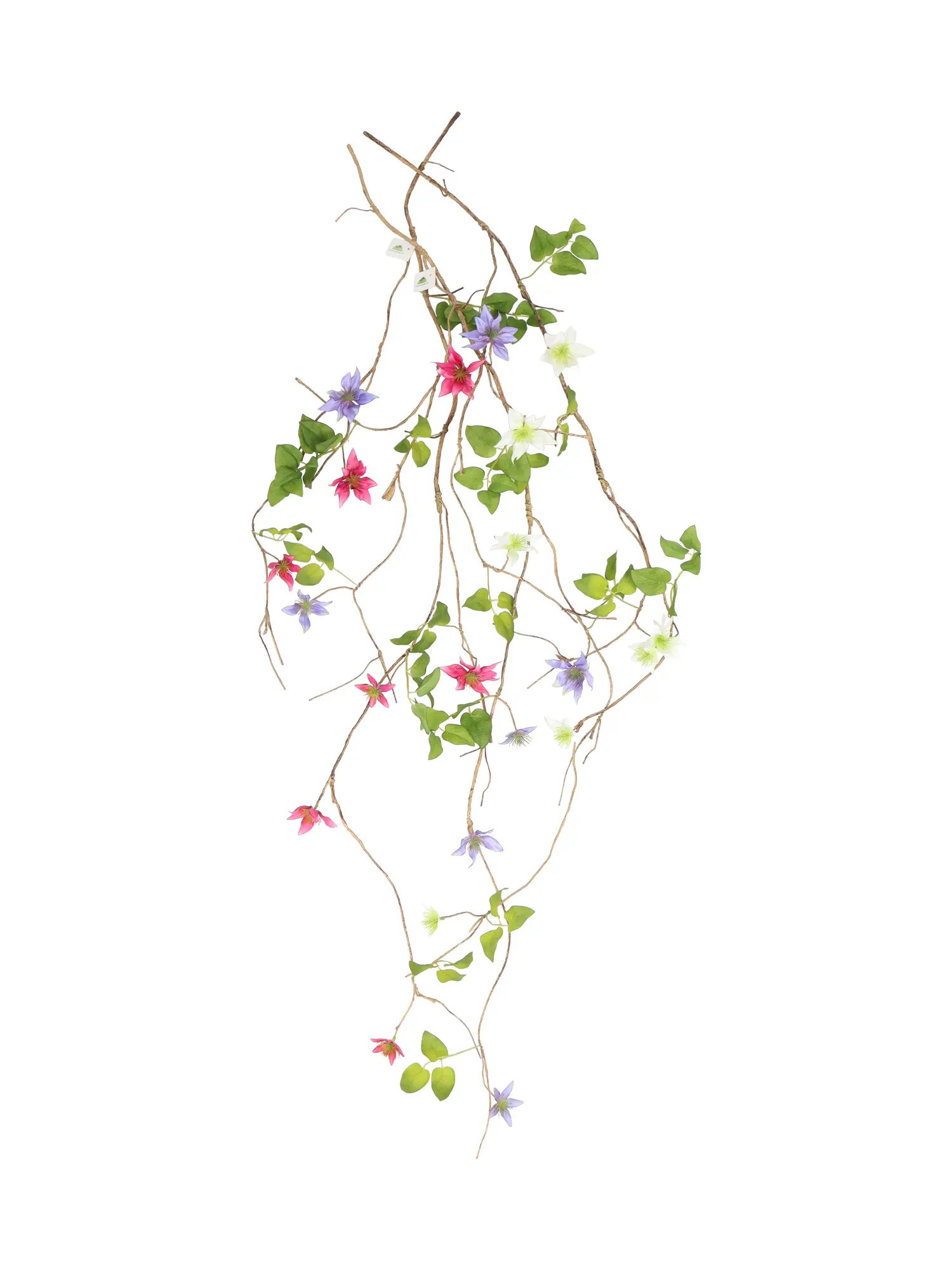 Roze Kunstliaan Clematis 150cm met levensechte bloemen en groene bladeren