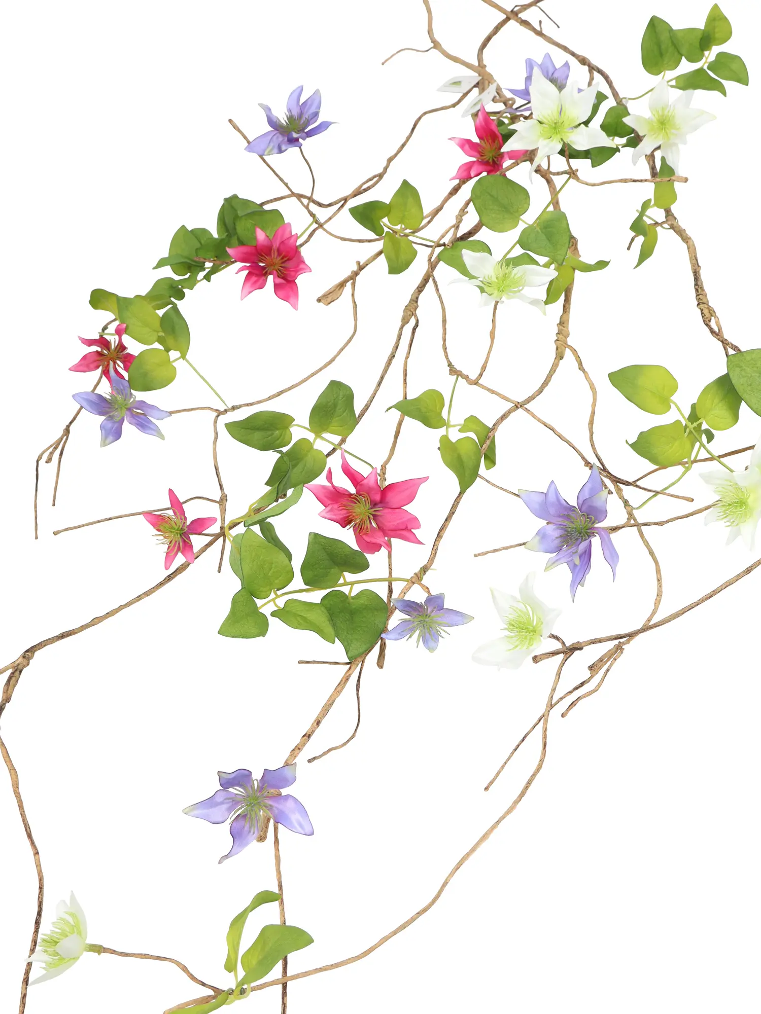 Roze Kunstliaan Clematis 150cm met levensechte bloemen en groene bladeren