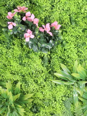 Varen Kunstplantenwand Roze Bloem detail foto.