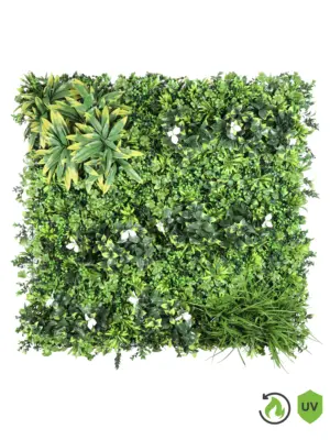 Witte Orchidee Kunstplantenwand - Brandvertraagd - 100x100cm met realistische groene uitstraling