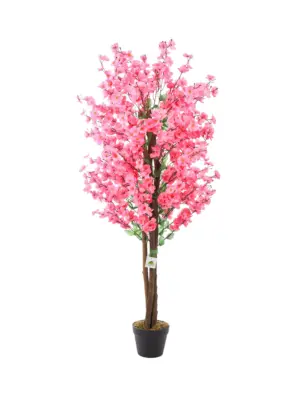 Dieproze kunstbloesemboom 150cm, volle en realistische bloesems.