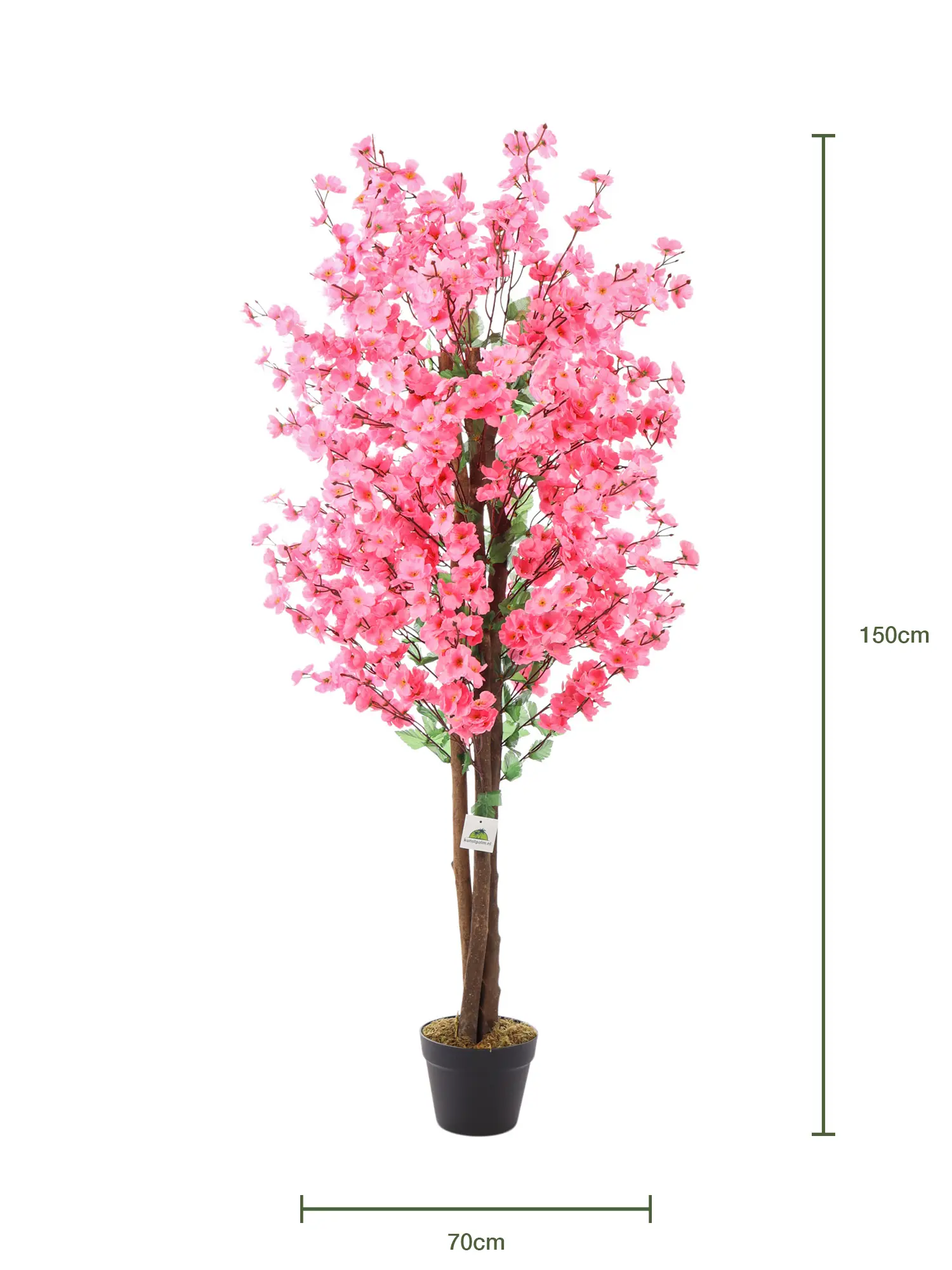 Kunst Bloesemboom Donkerroze 150 cm met UV-bestendige bloesems.