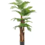 Realistische kunstpalmboom met natuurlijke kokosstammen en 33 flexibele palmbladeren.