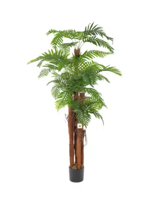 Kunst Kokospalm Bermuda 180cm met 5 dikke kokosstammen en 33 buigbare palmbladeren.