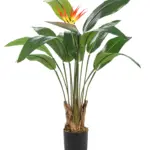 Kunst Paradijsvogelplant 100cm met kleurrijke bloem en realistische bladeren in een stevige pot