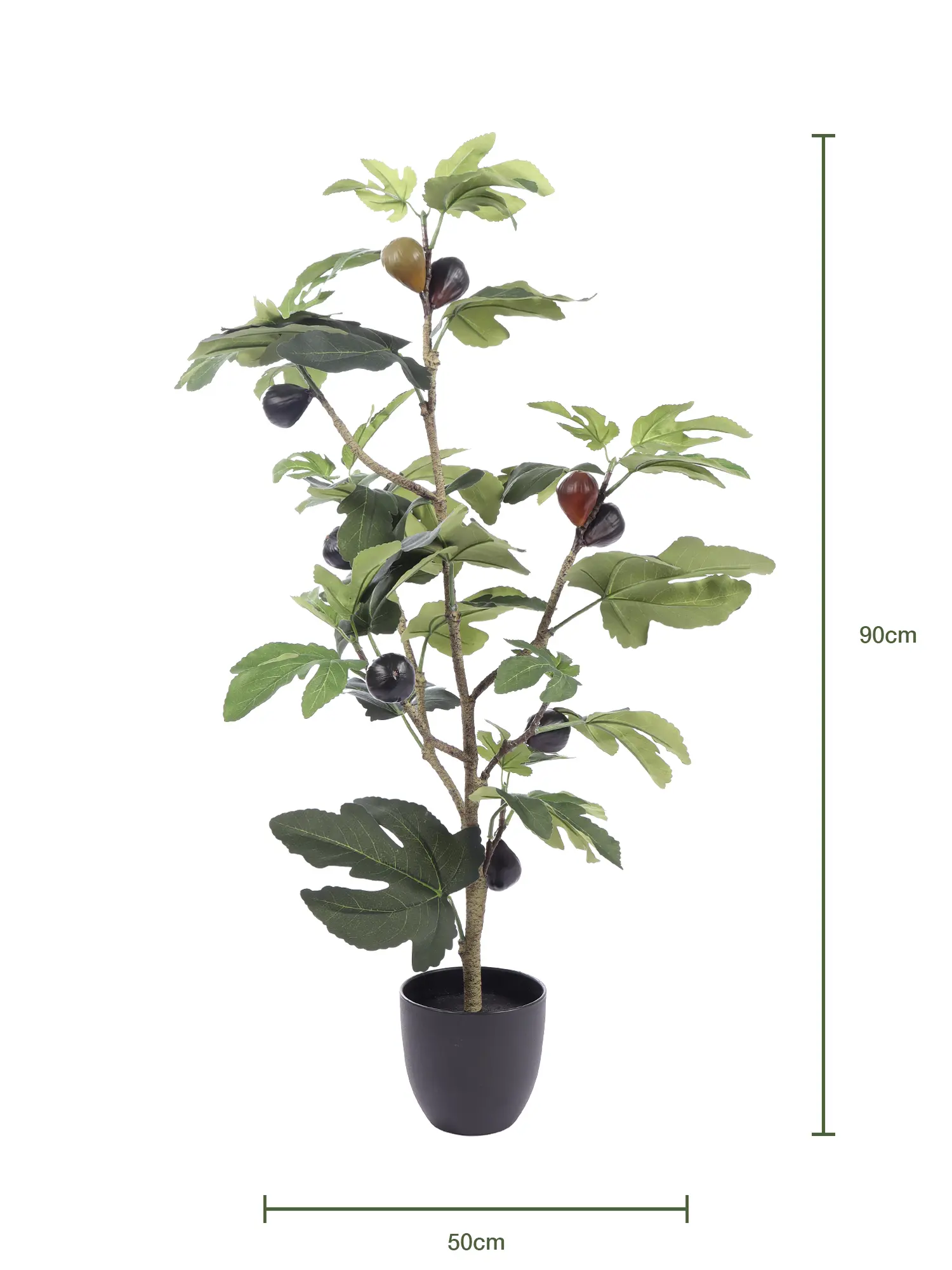 Kunstplant vijgenboom 90 cm, realistische bladeren en vruchten voor binnengebruik.
