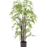 Compacte Bamboe Kunstplant Zwart 110cm met realistische bladeren en donkere stammen